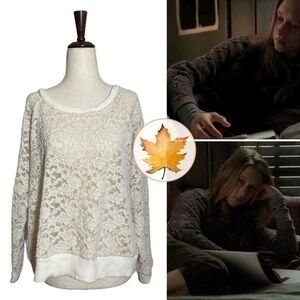 Free People • All Over Brushed Lace Pullover Sweater S Ivory ASO Violet Harmon